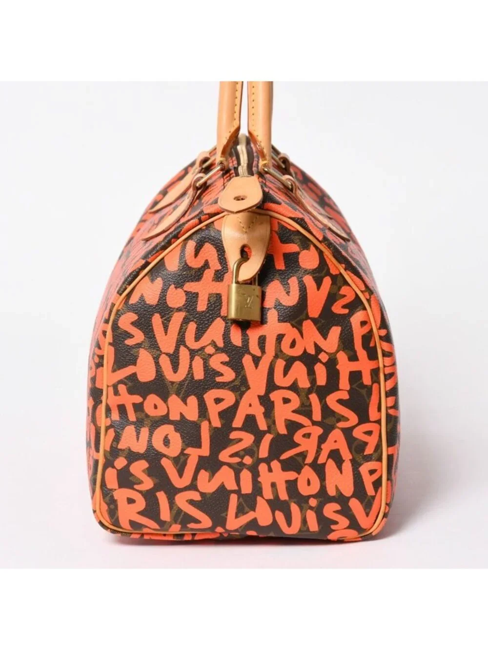 Louis Vuitton Monogram Speedy 30 Orange Handbag Graffiti Canvas